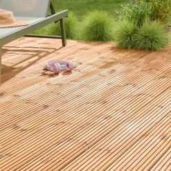 Lame de terrasse bois marron L.360 x l.14,5 cm Ep.2,5 cm Klikstrom Akio