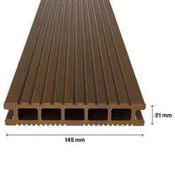 Lame de terrasse composite chocolat Neva Klikstrom L. 220 cm x l. 14,5 cm