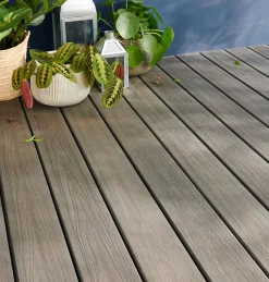 Lame de terrasse composite gris Good Home Hudson L.240 x l.12,7 cm