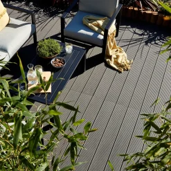 Lame de terrasse composite anthracite Neva Klikstrom L. 220 cm x l. 14,5 cm