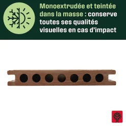 Lame de terrasse composite à clipser marron clair Neva Klikstrom L. 300 cm x l. 14,5 cm