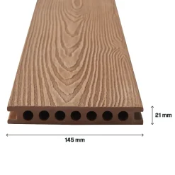 Lame de terrasse composite à clipser marron clair Neva Klikstrom L. 300 cm x l. 14,5 cm