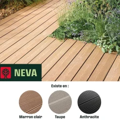 Lame de terrasse composite à clipser marron clair Neva Klikstrom L. 300 cm x l. 14,5 cm