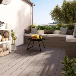 Lame de terrasse composite taupe Neva Klikstrom L. 220 cm x l. 14,5 cm