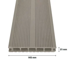 Lame de terrasse composite taupe Neva Klikstrom L. 220 cm x l. 14,5 cm