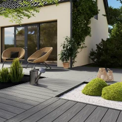Lame de terrasse composite coloris gris GoodHome Neva Premium