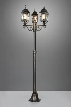 Lampadaire extérieur 3 lampes culot E27 fonte d'aluminium rouille antique - Trio - Volturno