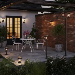 Lampe à poser Caprera sur secteur E27 IP44 GoodHome noir
