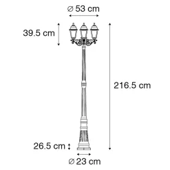 Lanterne d'extérieur classique noire 3 lumières IP44 - New Haven