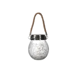 Lanterne solaire effet verre brisé à poser ou suspendre-Diamètre 11,6cm- 30 MicroLED blanche- 15 Lumens- Eclairage extérieur