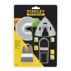 Lot de 4 accessoires (lame à concrétion 92mm, lame à concrétion 78mm, grattoir rigide, lame bi-métal 32mm) Stanley STA26160-XJ
