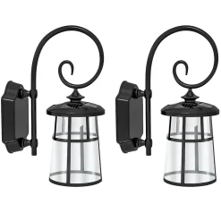 Lot de 2 appliques murales solaires LED extérieures métal ABS noir