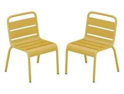 Lot de 2 chaises de jardin empilables pour enfants en métal - Jaune moutarde - POPAYAN de MYLIA