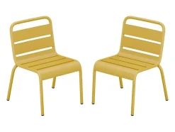 Lot de 2 chaises de jardin empilables pour enfants en métal - Jaune moutarde - POPAYAN de MYLIA