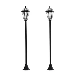 Lot de 2 luminaires extérieurs solaires lampadaires lanternes classiques LED 15 Lm dia. 18,5 x 129H cm noir