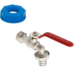 Lot de 1 Robinet en laiton pour cuve 1000 L et adaptateur de réservoir IBC 1/2"