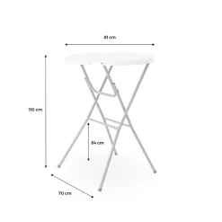 Lot de 4 tables de réception pliantes acier avec housse de protection housse en polyester blanc Gala