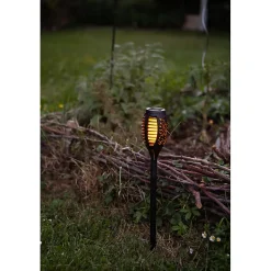 Lot de 4 Torches solaires à LED vacillante 47cm, effet flamme, ambiance chaleureuse