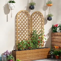 Lot de 2 treillis bois pour plantes grimpantes dim. 60L x 150H cm sapin pré-huilé