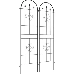Lot de 2 treillis de jardin support pour plantes grimpantes acier noir