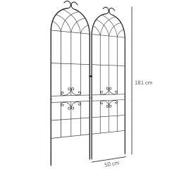 Lot de 2 treillis de jardin support pour plantes grimpantes métal noir