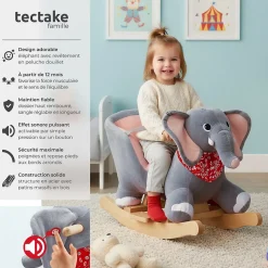 Éléphant à bascule en peluche à partir de 12 mois avec effet sonore