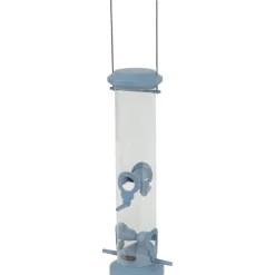 Mangeoire silo à graines, bleu, hauteur 44 cm pour oiseaux