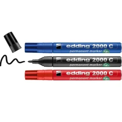 Marqueur permanent tout matériaux - corps alu Edding e-2000, lot de 3
