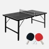 Mini table de ping pong 150x75cm - table pliable INDOOR noir. avec 4 raquettes et 6 balles