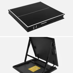 Mini table de ping pong 150x75cm - table pliable INDOOR noir. avec 4 raquettes et 6 balles