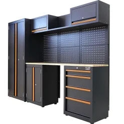 Mobilier d'atelier Fisher Darex en acier noir l.259 x H.183 x P.45.8 cm