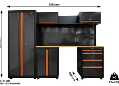 Mobilier d'atelier Fisher Darex en acier noir l.259 x H.183 x P.45.8 cm