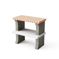 MOVELAR - Support latéral du module Luna pour Barbecue en Béton Préfabriqué (Gris, orange - 76 x 47 x 47 cm) - Usage Extérieur