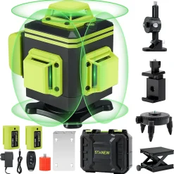 Niveau Laser 4 x 360 degrés, Avec Affichage de La Puissance, 16 Lignes, Batterie Rechargeable 2 x 2400 mAh