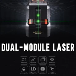 Niveau Laser Croix Vert Indépendant jusqu'à 30m avec IP54 Etanche Auto-Nivellement à 360