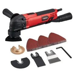 Outil multifonction oscillant filaire 300 W avec ensemble d'accessoires 11 pièces, rouge