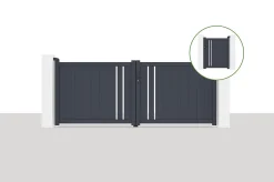 Pack portail battant 3x1,2m GIONA + Portillon GIONA H.1,2m gris