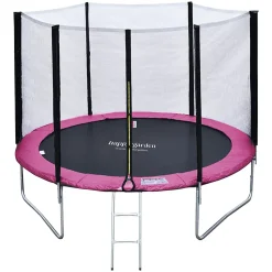 Pack Premium Trampoline 305cm réversible rose / gris ADELAIDE + filet, échelle, bâche et kit d'ancrage - HAPPY GARDEN