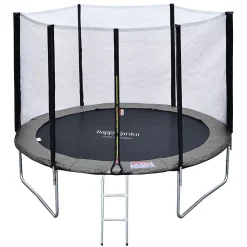 Pack Premium Trampoline 305cm réversible gris / rose ADELAIDE + filet, échelle, bâche et kit d'ancrage - HAPPY GARDEN