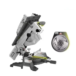 Pack RYOBI scie sur table et onglet électrique 1800W 254mm RTMS1800-G - lame carbure pour scies à coupe d'onglet 254mm SB254T48A1