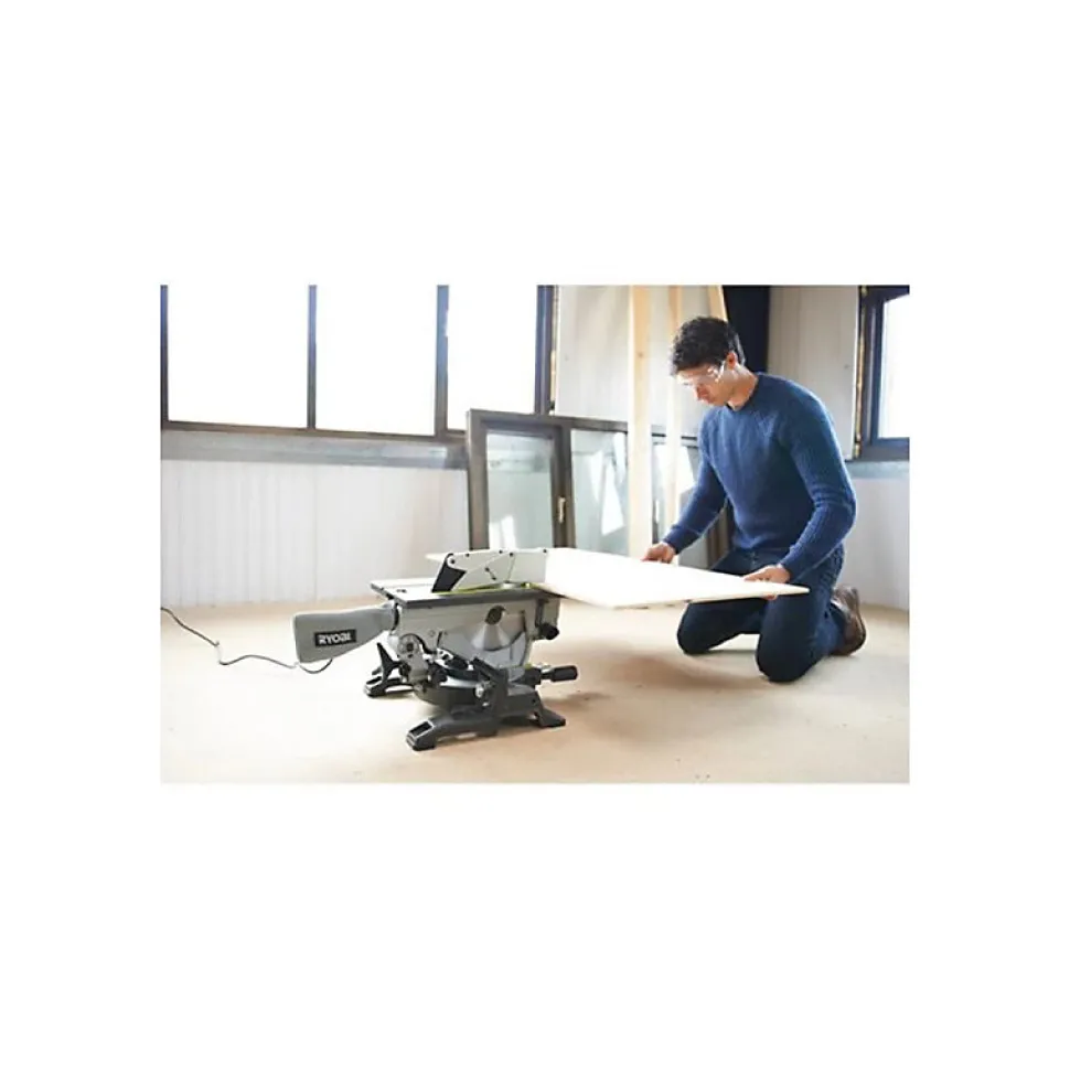 Pack RYOBI scie sur table et onglet électrique 1800W 254mm RTMS1800-G - lame carbure pour scies à coupe d'onglet 254mm SB254T48A1