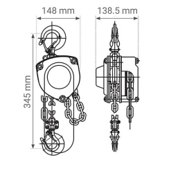 Palan manuel à chaîne - longueur de la chaine 9m - charge max 1 tonne - MHN109M