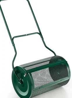 Épandeur de Compost Capacité 76L Poignée en U Loquets Latéraux Rouleau Métallique Épandeur à Engrais Vert