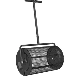Épandeur de compost 75L - rouleau épandeur - poignée telescopique réglable - métal noir