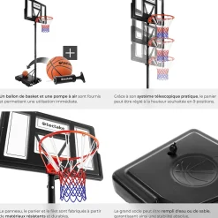 Panier de basket avec ballon et pompe inclus socle à remplir