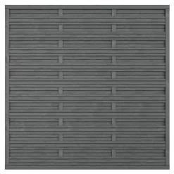 Panneau droit de clôture Ozora en bois anthracite ép.35 mm L. 180 x H.180 cm