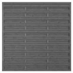 Panneau droit de clôture Ozora en bois anthracite ép.35 mm L. 180 x H.180 cm