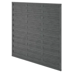 Panneau droit de clôture Ozora en bois anthracite ép.35 mm L. 180 x H.180 cm