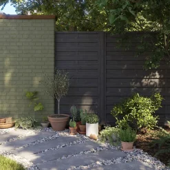 Panneau droit de clôture Ozora en bois anthracite ép.35 mm L. 180 x H.180 cm