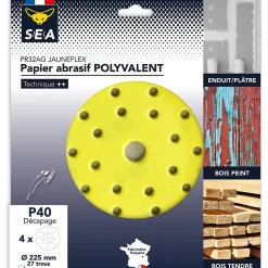 Papier abrasif corindon ø225 mm grain 40, lot de 4